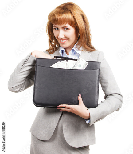 Photo: Business woman with black briefcase Business woman with black briefcase