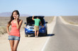Photo: Car breakdown - woman phone calling auto service Car breakdown - woman phone calling auto service
