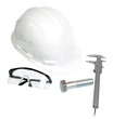helmet, vernier caliper, eye-wear and bold (with Clipping Paths)