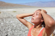 Desert woman thirsty dehydrated in Death Valley