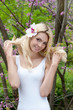 Portrait of woman in white dress outdoor