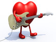 heart with arms and legs playing electric guitar