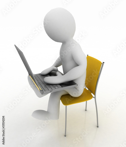Illustration: man sits on a chair with laptop man sits on a chair with laptop
