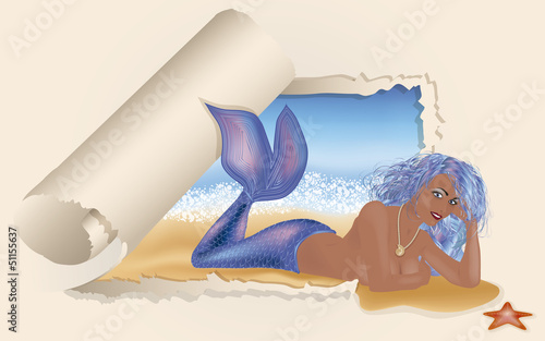 Vector: Summer card. Sexy mermaid, vector illustration Summer card. Sexy mermaid, vector illustration