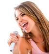 Woman singing with a microphone