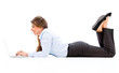 Business woman working online
