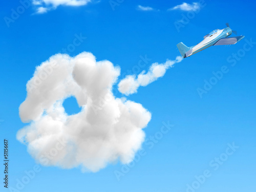 Photo: 3D airplane flying in the sky 3D airplane flying in the sky