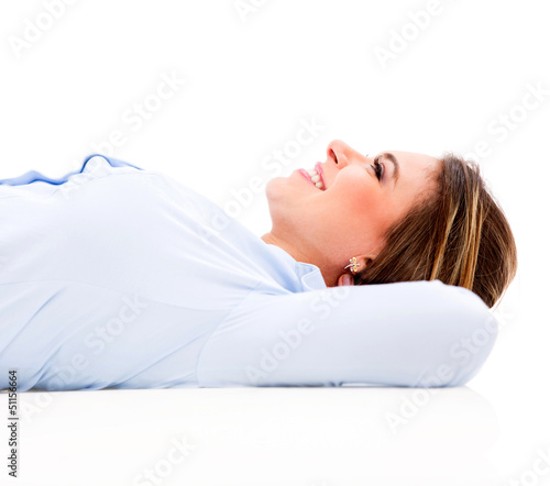 Photo: Business woman daydreaming Business woman daydreaming