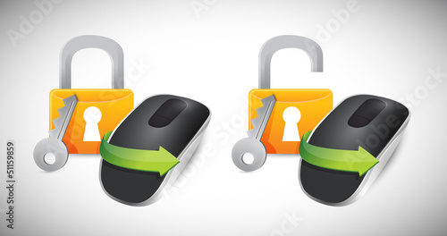 Illustration: padlocks and Wireless computer mouse padlocks and Wireless computer mouse