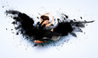 Woman floating   on dark wings
