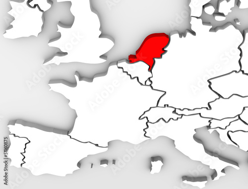 Illustration: Netherland Country Abstract 3D Map Europe Continent Netherland Country Abstract 3D Map Europe Continent