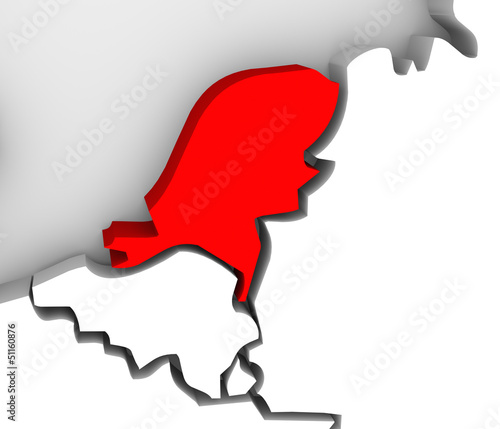 Illustration: 3d Abstract Map Netherlands Europe Country 3d Abstract Map Netherlands Europe Country