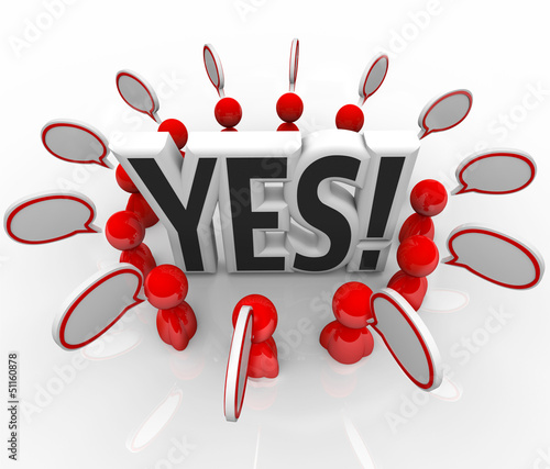 Illustration: Yes Approval Acceptance People Speech BubblesTalking Yes Approval Acceptance People Speech BubblesTalking