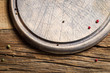 Old wooden cutting board with cut marks background 2