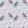 Seamless natural background with birds