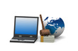 judges court gavel on a laptop computer and dollar