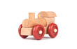 Toy steam locomotive on a white background