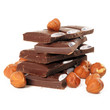 Chocolate with nuts on white background