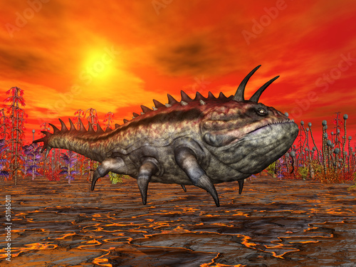 Illustration: Alien Planet with Alien Creature Alien Planet with Alien Creature
