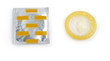 condom pack over white background