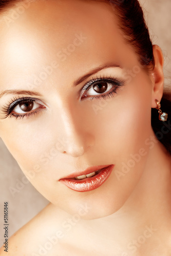 Photo: beautiful woman with gerbera flowers beautiful woman with gerbera flowers