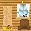 Vector: Room in wooden house Room in wooden house