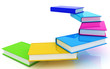 colorful real books on white background