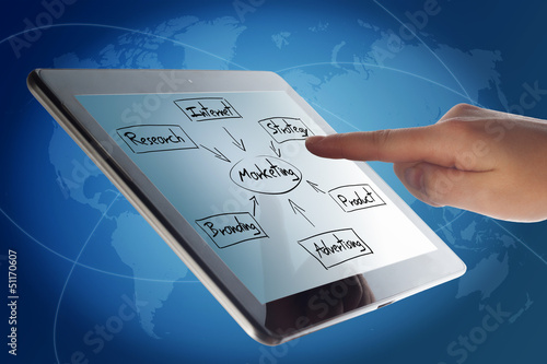 Illustration: Tablet marketing strategy concept Tablet marketing strategy concept