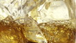 Close up view of the ice cubes in cola background