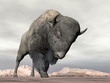 Bison charging - 3D render