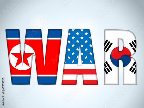 Vector: North Korea, USA and South Korea War North Korea, USA and South Korea War