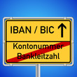 Photo: Schild Kontonummer Bankleitzahl - IBAN BIC Schild Kontonummer Bankleitzahl - IBAN BIC