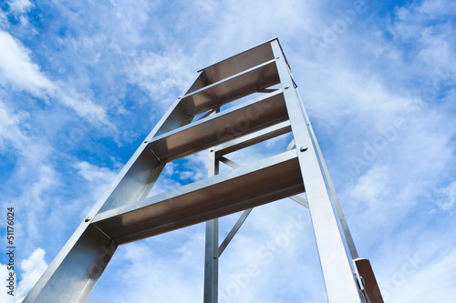 Photo: Stainless steel ladder and blue sky Stainless steel ladder and blue sky