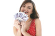 Woman Holding Money