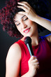 Female performer at disco with mic