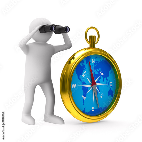 Illustration: compass on white background. Isolated 3D image compass on white background. Isolated 3D image