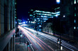 Cars lights on London street by night