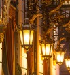 Beautiful street lanterns illuminated at night