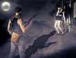 Military man and female zombie