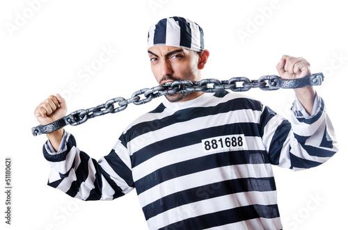 Photo: Convict criminal in striped uniform Convict criminal in striped uniform