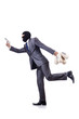 Businessman criminal with sacks of money