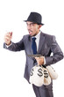 Businessman criminal with sacks of money
