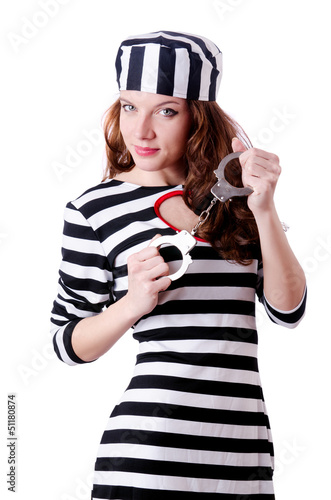 Photo: Convict criminal in striped uniform Convict criminal in striped uniform