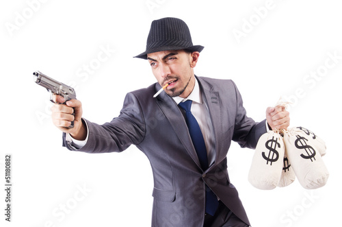 Photo: Businessman criminal with sacks of money Businessman criminal with sacks of money
