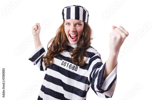 Photo: Convict criminal in striped uniform Convict criminal in striped uniform
