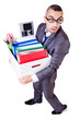 Photo: Man being fired with box of personal stuff Man being fired with box of personal stuff