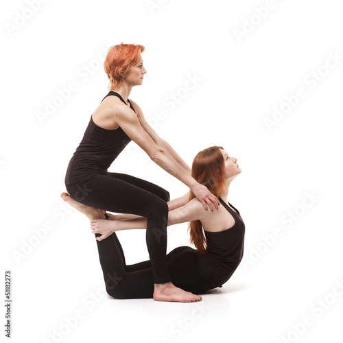 Photo: paired yoga on a white background paired yoga on a white background