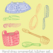 colorfull kitchen set hand draw