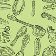 kitchen set hand draw seamless pattern