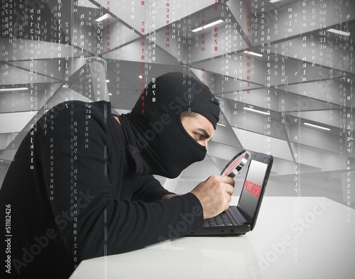 Photo: Hacker and password Hacker and password